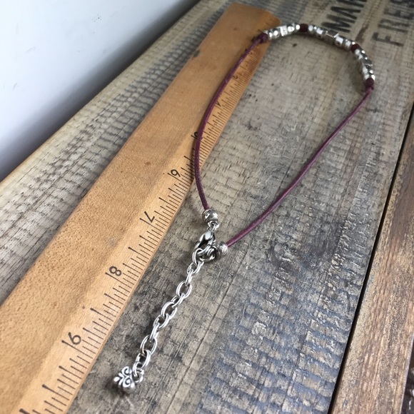 Brighton Jewelry Brighton Leather Cording Silver Beaded Necklace